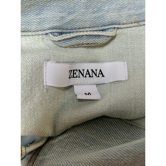 Zenana Oversized Light Wash Denim Jacket Size Medium - Picture 3 of 9